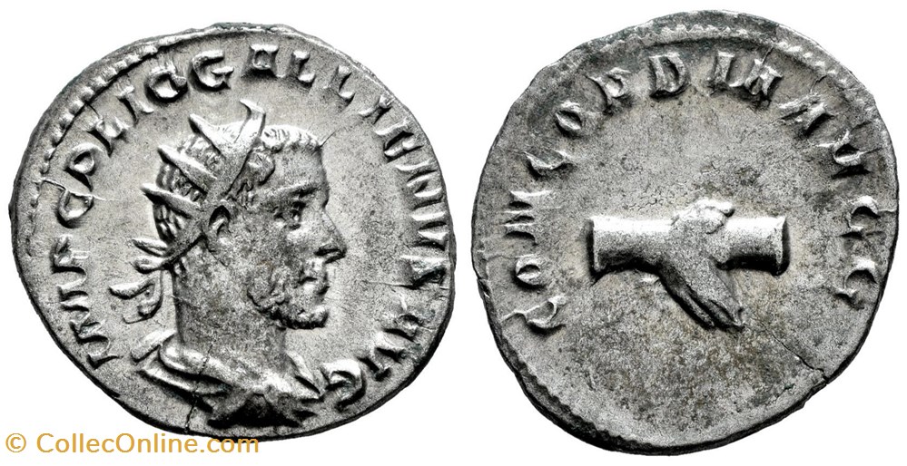 moedas antigas b romanos imperiais republicanos rc06010189 gallienvs joint reign ar antoninanvs roma 253 255 ad
