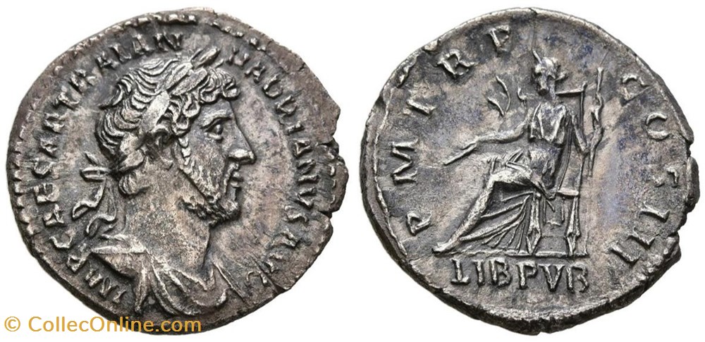RC02003502 - HADRIANVS Avg - AR Denario - Roma; 123 AD moedas antigas b romanos imperiais republicanos rc02003502 hadrianvs avg ar denario roma 123 ad