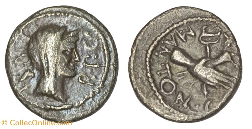 RB01001575 - MARCVS ANTONIVS - Por Octaviano - AR Quinarivs; Gália; 39 BC moedas antigas romanos imperiais e republicanos rb01001575 marcvs antonivs por octaviano ar quinarivs galia 39 bc