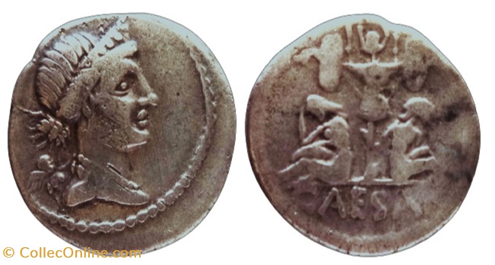 RB01001404 - JVLIVS CAESAR - AR Denarivs - Spain; 46 BC moedas antigas romanos imperiais republicanos rb01001404 jvlivs caesar ar denarivs spain 46 bc