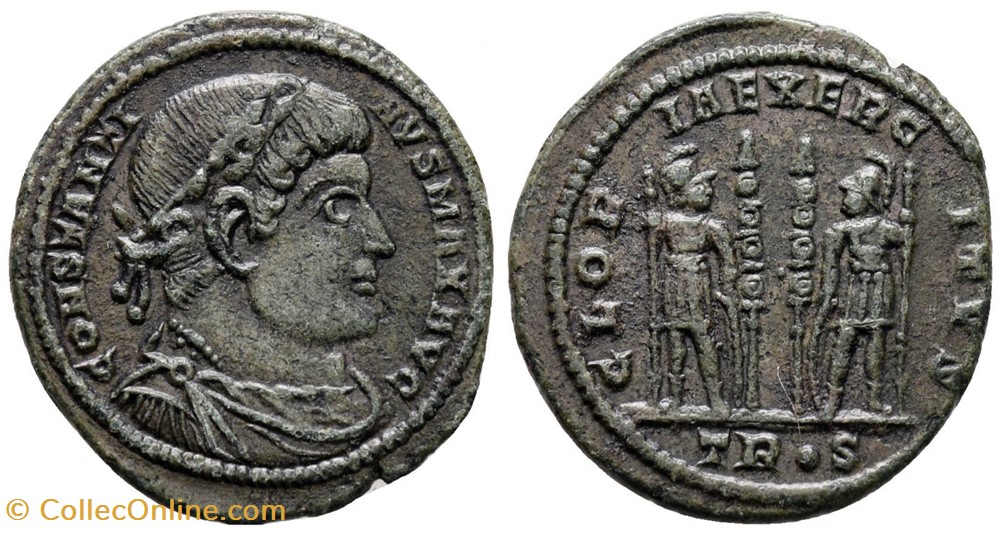 RC12016334 - CONSTANTINVS I Magno; Bi Reduced Centenionalis; Treveri; 330 AD moedas antigas romanos imperiais republicanos rc12016334 constantinvs i magno bi reduced centenionalis treveri 330 ad