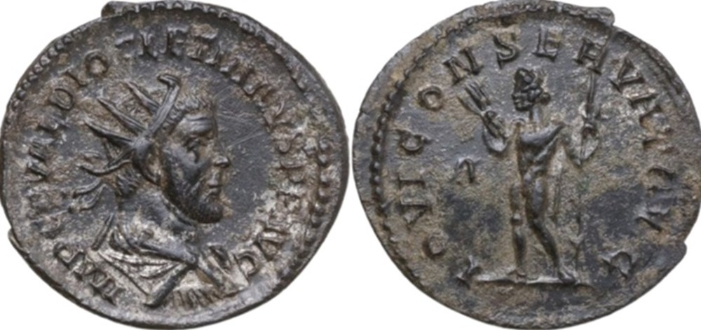 RC09012665var - DIOCLETIANVS Avg - Bi Antoninianvs - Lvgdvnvm; 285 AD moedas antigas romanos imperiais republicanos rc09012665var diocletianvs avg bi antoninianvs lvgdvnvm 285 ad