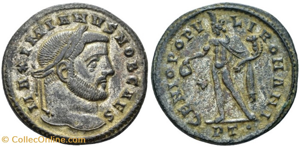 RC09014358 - MAXIMIANVS GALERIVS - Bi Follis - Ticinvm; 298/299 moedas antigas romanos imperiais republicanos rc09014358 maximianvs galerivs bi follis ticinvm 298 299