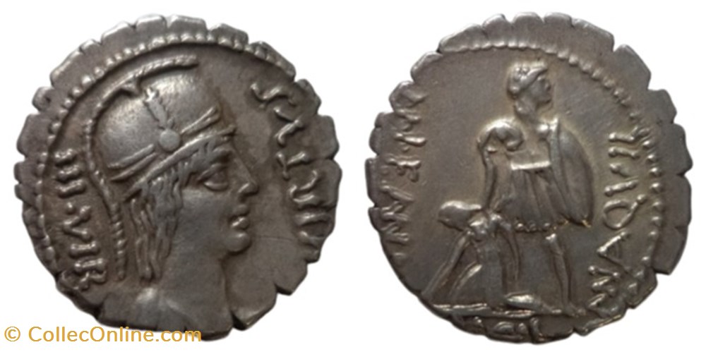 RA300336 - Denario Serratvs Republica Mn. Aqvillivs Mn. f. Mn. n. moedas antigas romanos imperiais republicanos ra300336 denario serratvs republica mn aqvillivs mn f mn n