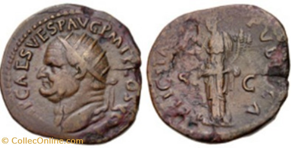 RC02002346 - FLAVIVS VESPASIANVS Avg - AE Dvpondivs - ROMA; 76 AD moedas antigas b romanos imperiais republicanos rc02002346 flavivs vespasianvs avg ae dvpondivs roma 76 ad