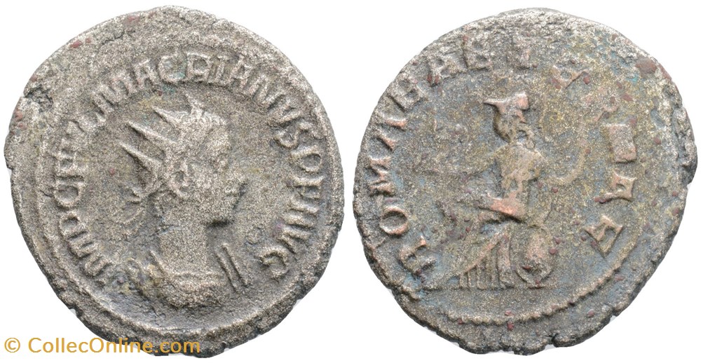 RC06010807 - MACRIANVS; Antoninianvs Bi; Antioch; 260/261 moedas antigas romanas republicanas imperial rc06010807 macrianvs antoninianvs bi antioch 260 261