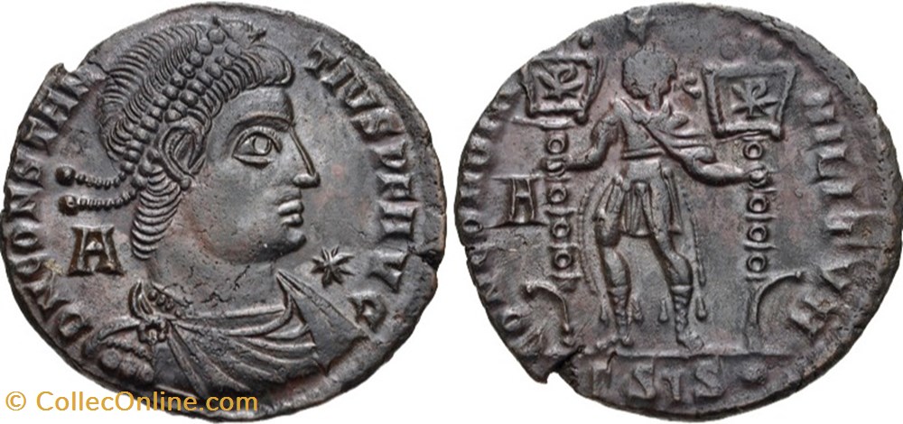 moedas antigas romanos imperiais republicanos rc12018084 constantivs ii avg bi heavy maiorina siscia 350 ad