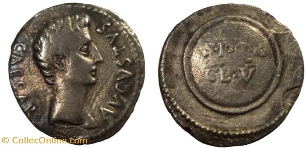 RC01001637 - AVGVSTVS - AR DENARIVS - Caesaravgvsta (Hispania); 18 BC moedas antigas romanos imperiais republicanos rc01001637 avgvstvs ar denarivs caesaravgvsta hispania 18 bc