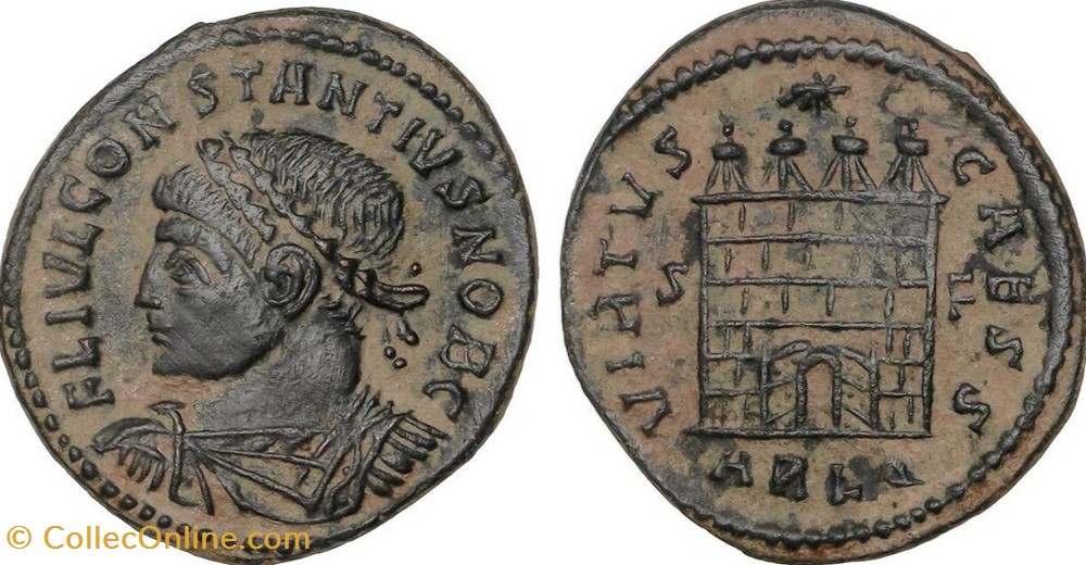 RC12017663 - CONSTANTIVS II Caesar; Bi Centenionalis; Arelate; 326 AD moedas antigas romanos imperiais republicanos rc12017663 constantivs ii caesar bi centenionalis arelate 326 ad