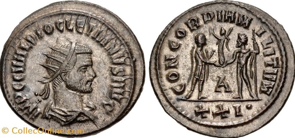 moedas antigas romanos imperiais republicanos rc09012635 diocletianvs bi antoniniano cyzicvs 290 294