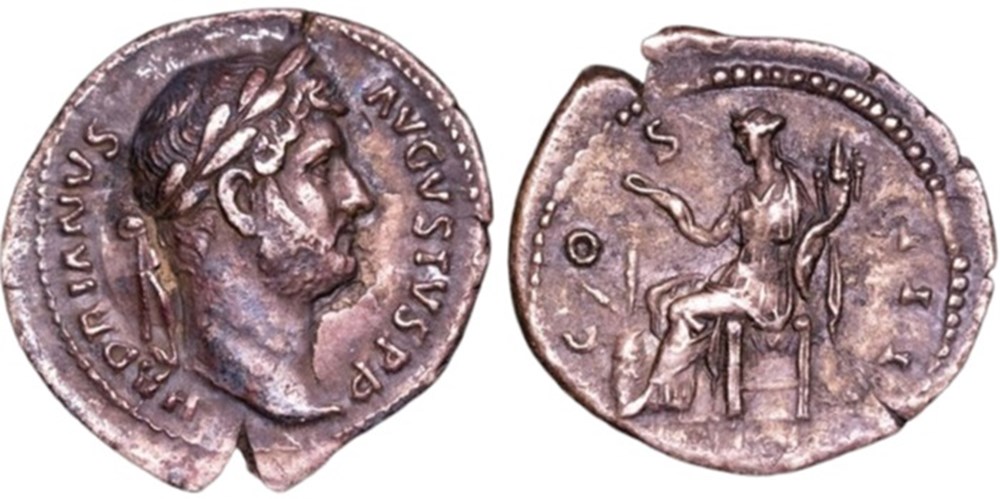 moedas antigas b romanos imperiais republicanos rc02003474 hadrianvs avg ar denario roma 128 ad