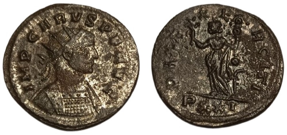 RC07012175 - CARVS Avg - Bi Antoninianvs - Ticinum; 282 AD moedas antigas romanos imperiais e republicanos rc07012175 carvs avg bi antoninianvs ticinum 282 ad