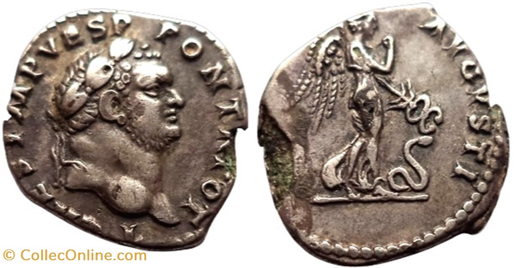 RC02002425.Hibrid - TITVS Caesar - AR Denavivs Fourrée - ROMA; 72 AD moedas antigas romanos imperiais republicanos rc02002425 hibrid titvs caesar ar denavivs fourree roma 72 ad