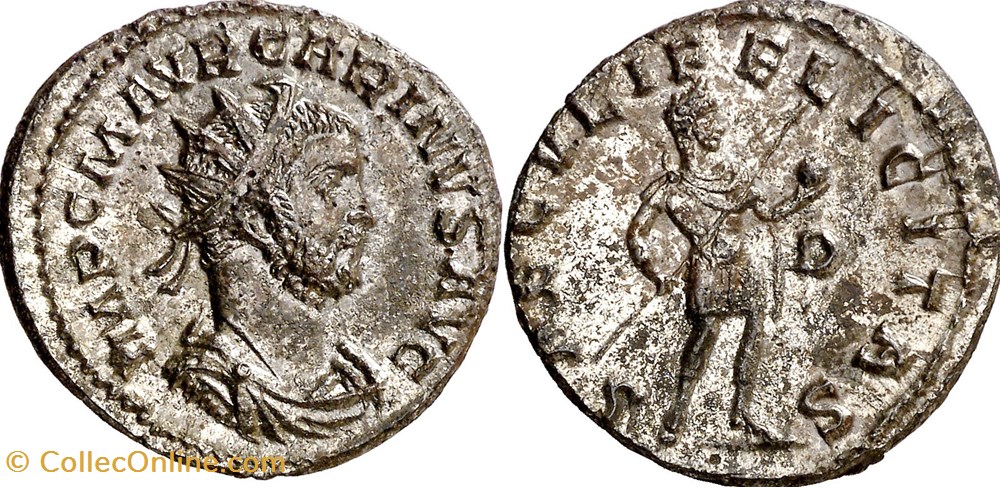 moedas antigas romanos imperiais e republicanos rc07012354 carinvs bi antoninianvs lugdvnvm 283