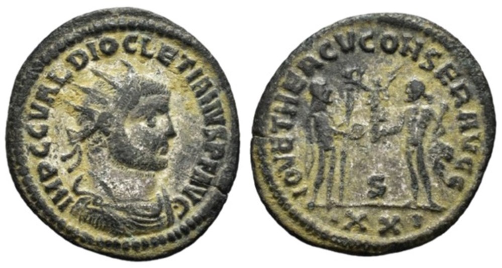 RC09012654 - DIOCLETIANVS Avg - Bi Avrelianvs - Antioch; 290 AD moedas antigas romanos imperiais republicanos rc09012654 diocletianvs avg bi avrelianvs antioch 290 ad