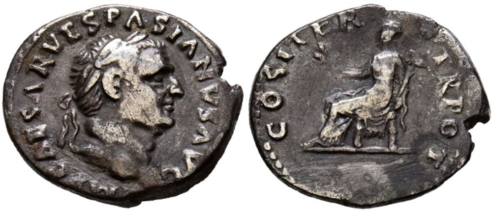 RC02002285 - VESPASIANVS Avg - AR Denario - ROMA, 70 AD moedas antigas b romanos imperiais republicanos rc02002285 vespasianvs avg ar denario roma 70 ad
