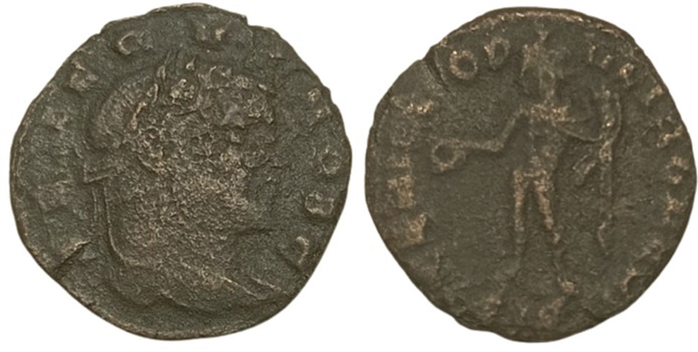 RC09014645 - SEVERVS II Caesar - Bi 1/4 Follis - Siscia; 305 AD moedas antigas romanos imperiais republicanos rc09014645 severvs ii caesar bi 1 4 follis siscia 305 ad