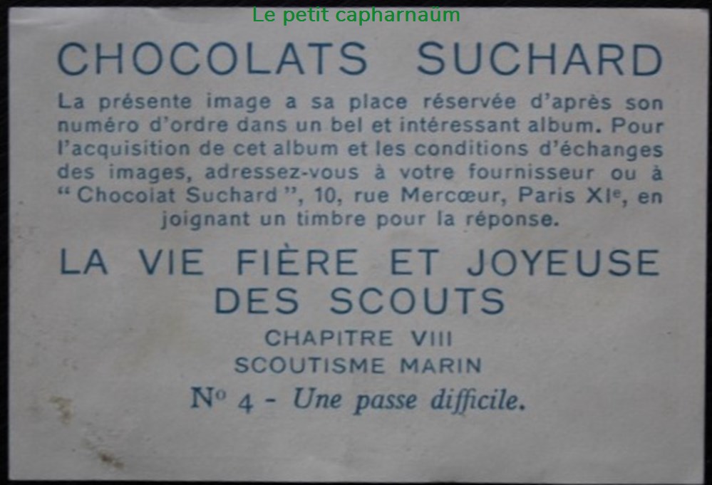 Image / Chromo - La vie fière et joyeuse des scouts - VIII-04 - Une passe difficile documents anciens chromos images alimentaires image chromo la vie fiere et joyeuse des scouts viii 04 une passe difficile