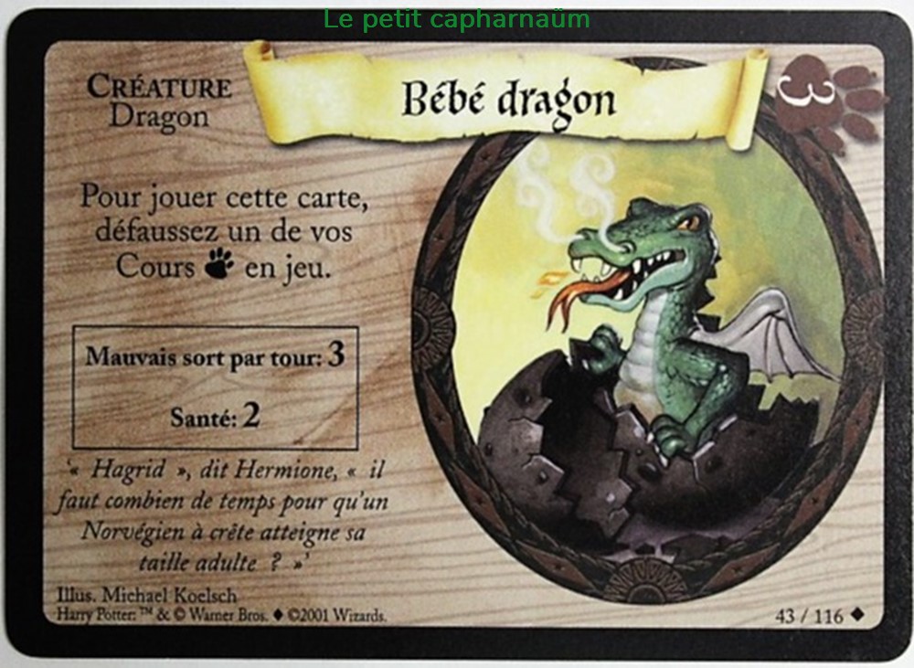 TCG Harry Potter - Set de base - 043 - Bébé dragon - Peu commune jeux societe jouets jeu carte collectionner tcg harry potter set de base 043 bebe dragon peu commune