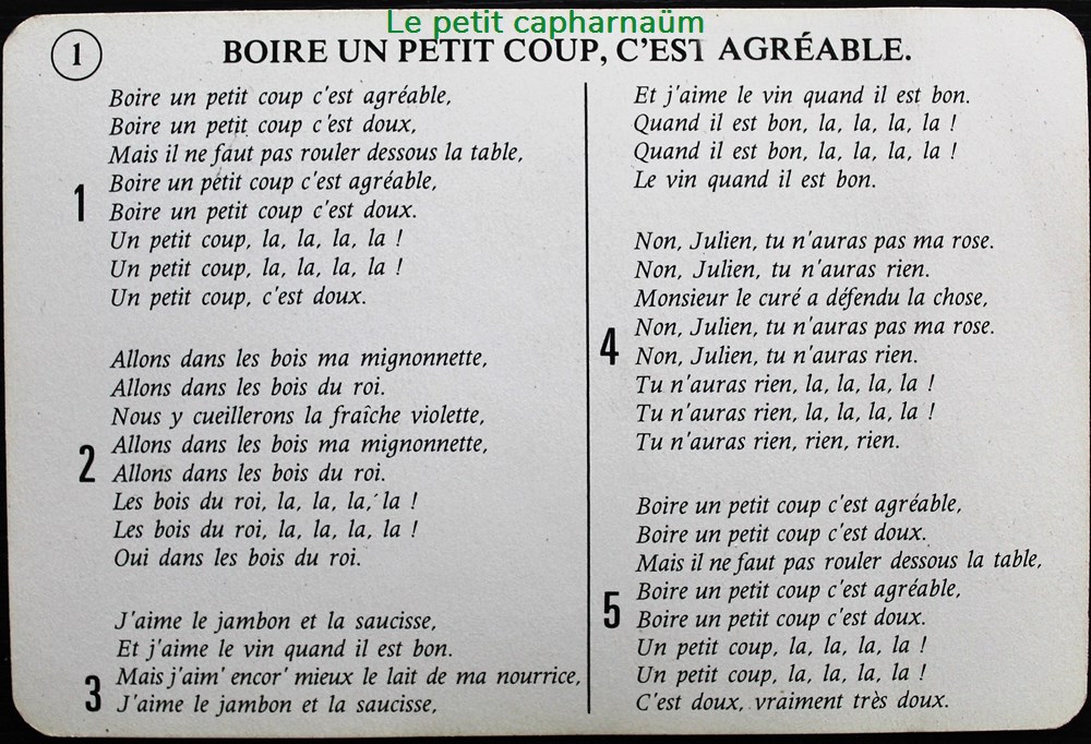 Chanson paillarde - Boire un petit coup c'est agréable jeux societe jouets cartes chanson paillarde boire un petit coup est agreable