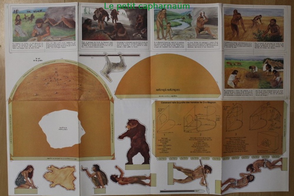 Diorama - La grotte préhistorique des hommes de Cro-Magnon documents anciens chromos images diorama la grotte prehistorique des hommes de cro magnon