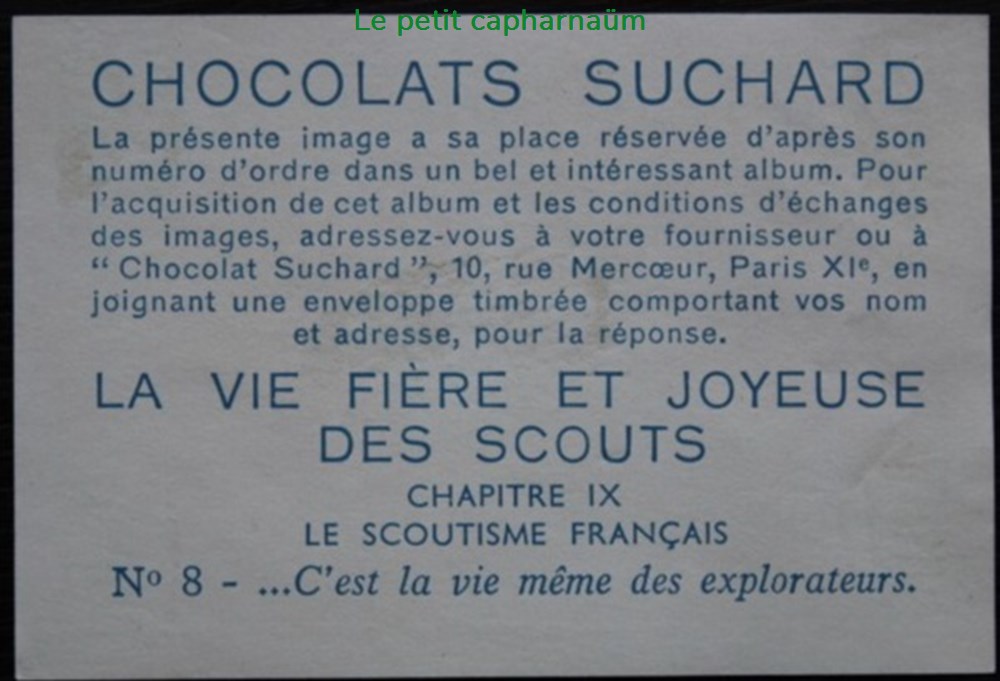 Image / Chromo - La vie fière et joyeuse des scouts - IX-08 - C'est la vie même des explorateurs documents anciens chromos images alimentaires image chromo la vie fiere et joyeuse des scouts ix 08 est la vie meme des explorateurs