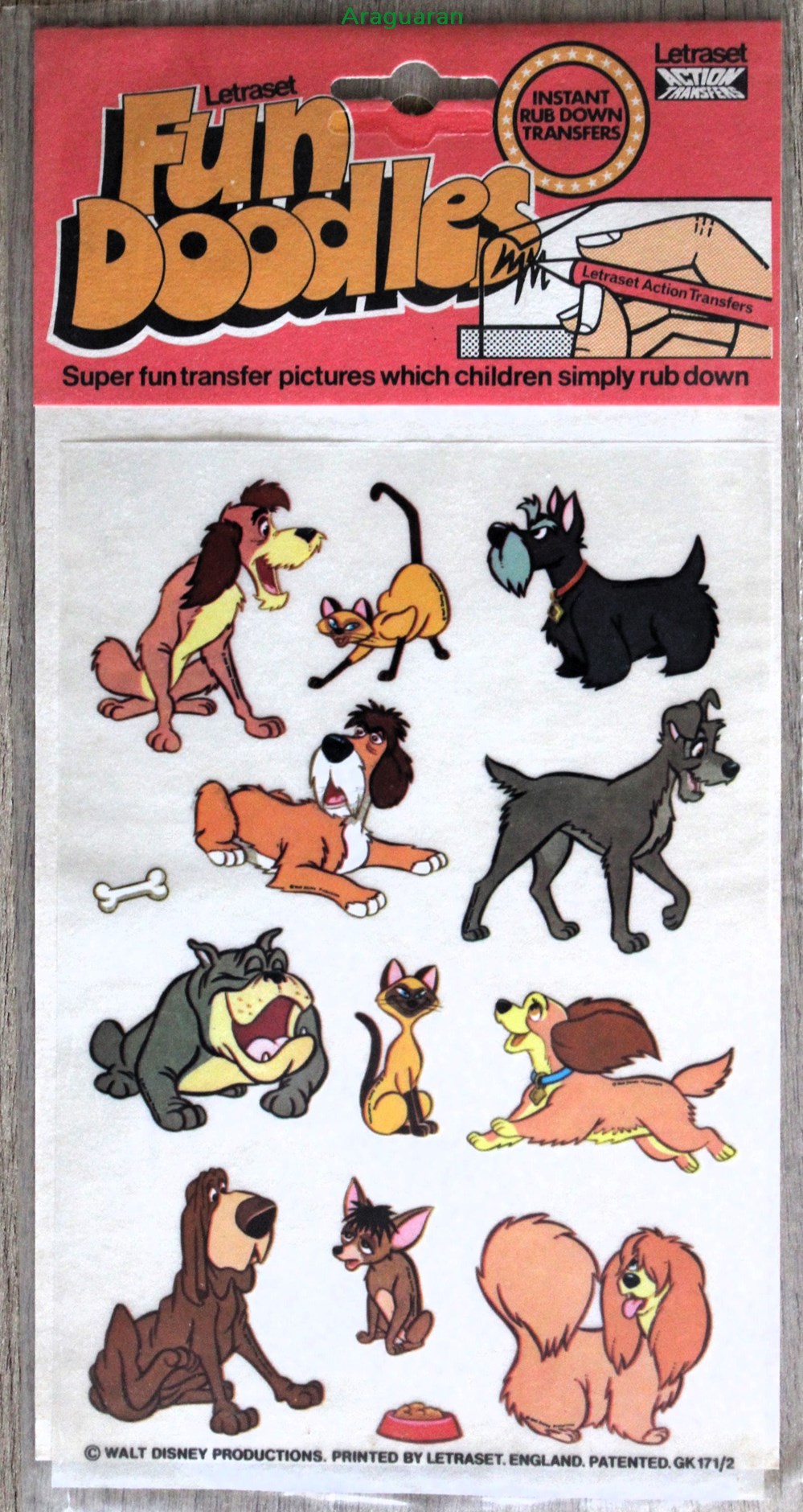Décalcomanies - Letraset - Fun Doodles - La Belle et le Clochard divers decorations magnets autocollants decalcomanies letraset fun doodles la belle et le clochard