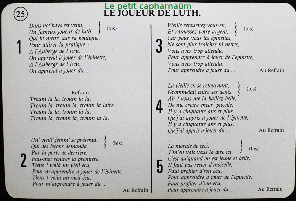 jeux societe jouets cartes chanson paillarde le joueur de luth