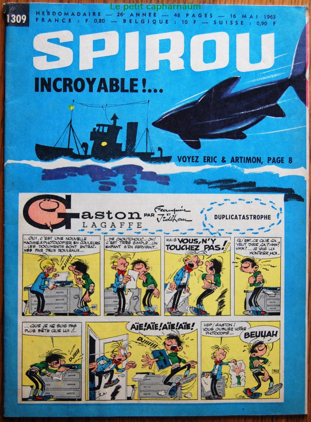 Spirou - 1309 - Couverture : Gaston Lagaffe livres bd revues spirou 1309 couverture gaston lagaffe