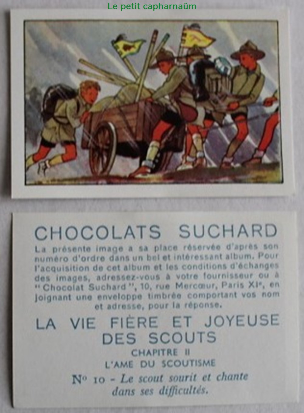 documents anciens chromos images alimentaires image chromo la vie fiere et joyeuse des scouts ii 10 le scout sourit dans les difficultes