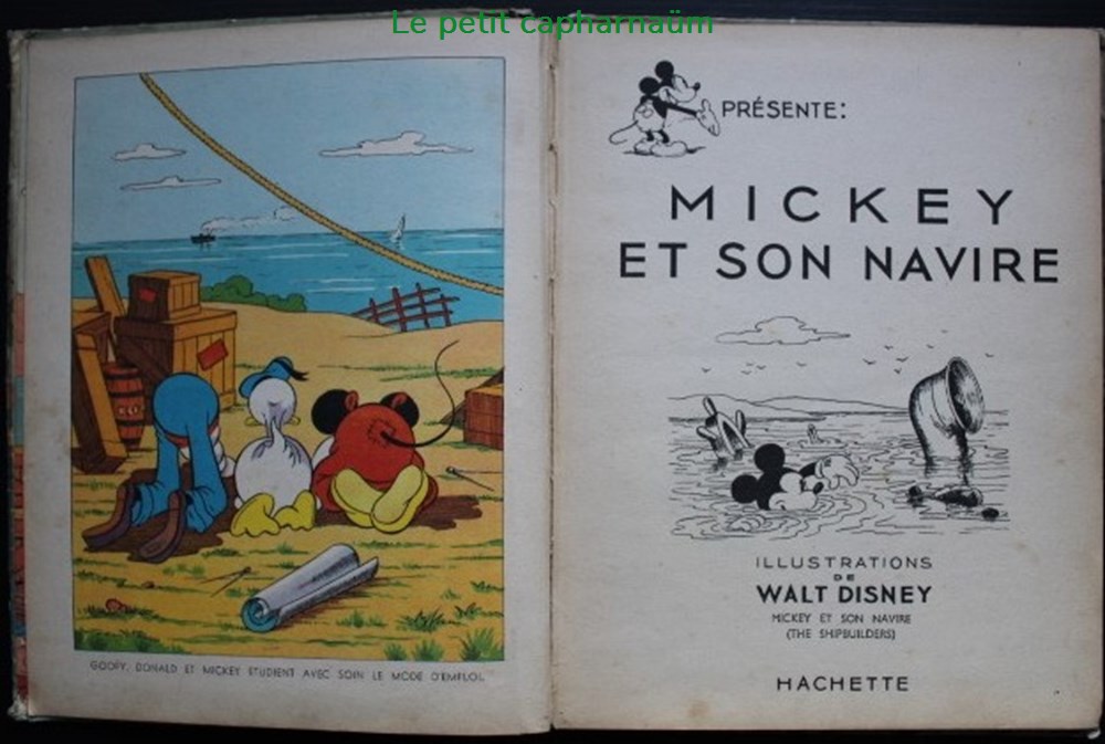 Livre illustré - Mickey et son navire - Rééd. Hachette 1948 4 livres bd revues livre illustre mickey et son navire reed hachette 1948