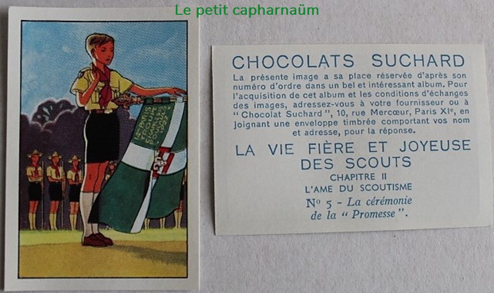 documents anciens chromos images alimentaires image chromo la vie fiere et joyeuse des scouts ii 05 la ceremonie de la promesse