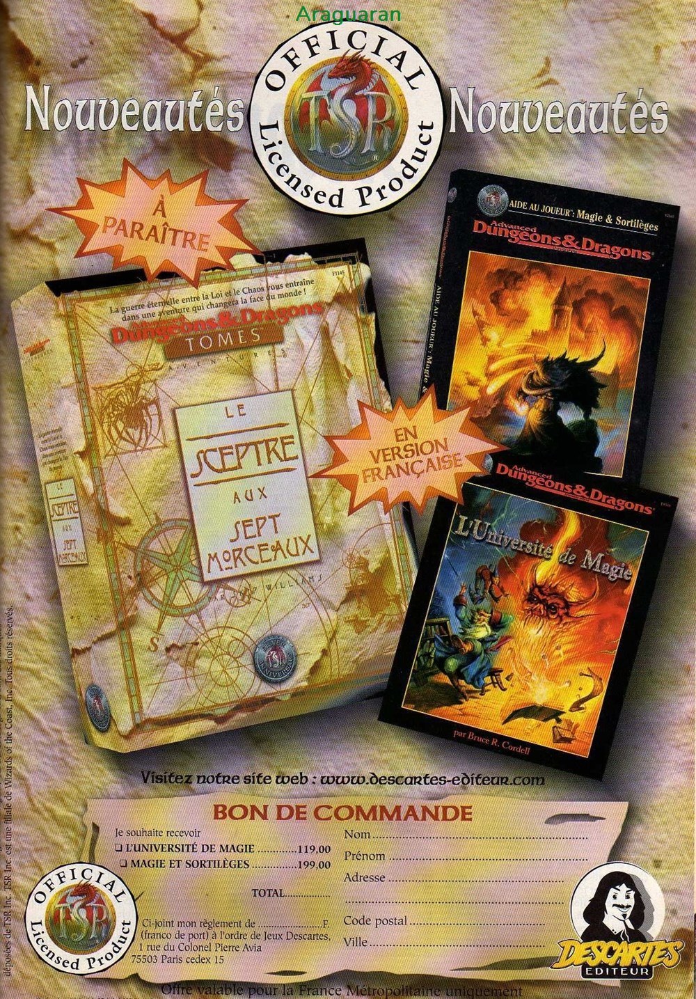 Publicité - AD&D2 - 1999 2 livres bd revues publicite ad d2 1999