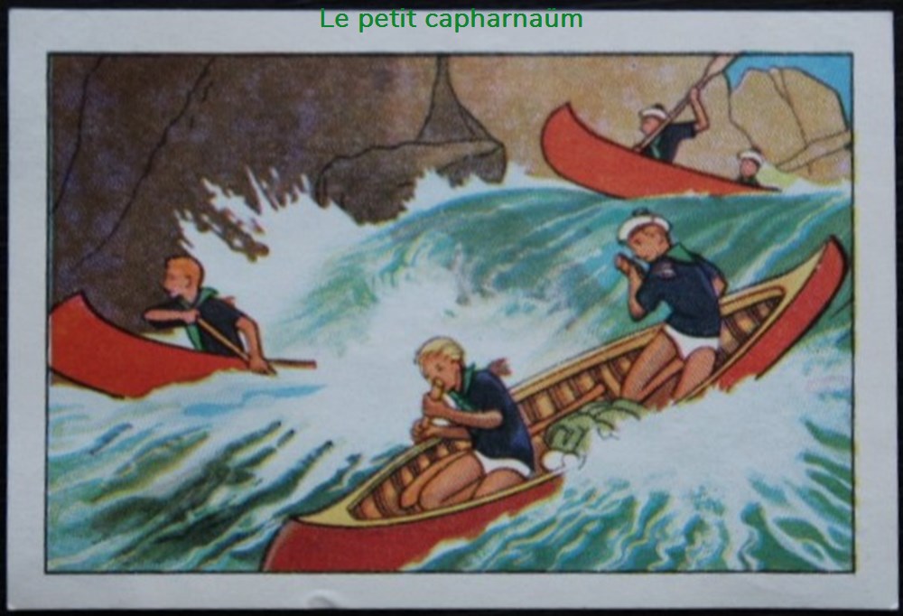 documents anciens chromos images alimentaires image chromo la vie fiere et joyeuse des scouts viii 08 les scouts marins dans les rapides