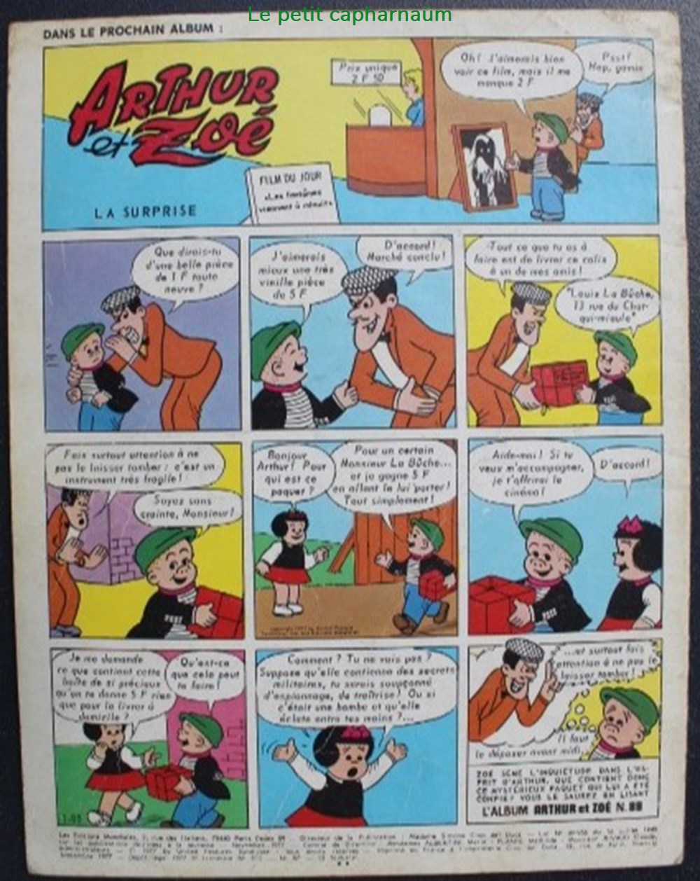 livres bd revues bandes dessinees album arthur et zoe 2eme serie 87 quand la colere monte eo 1977