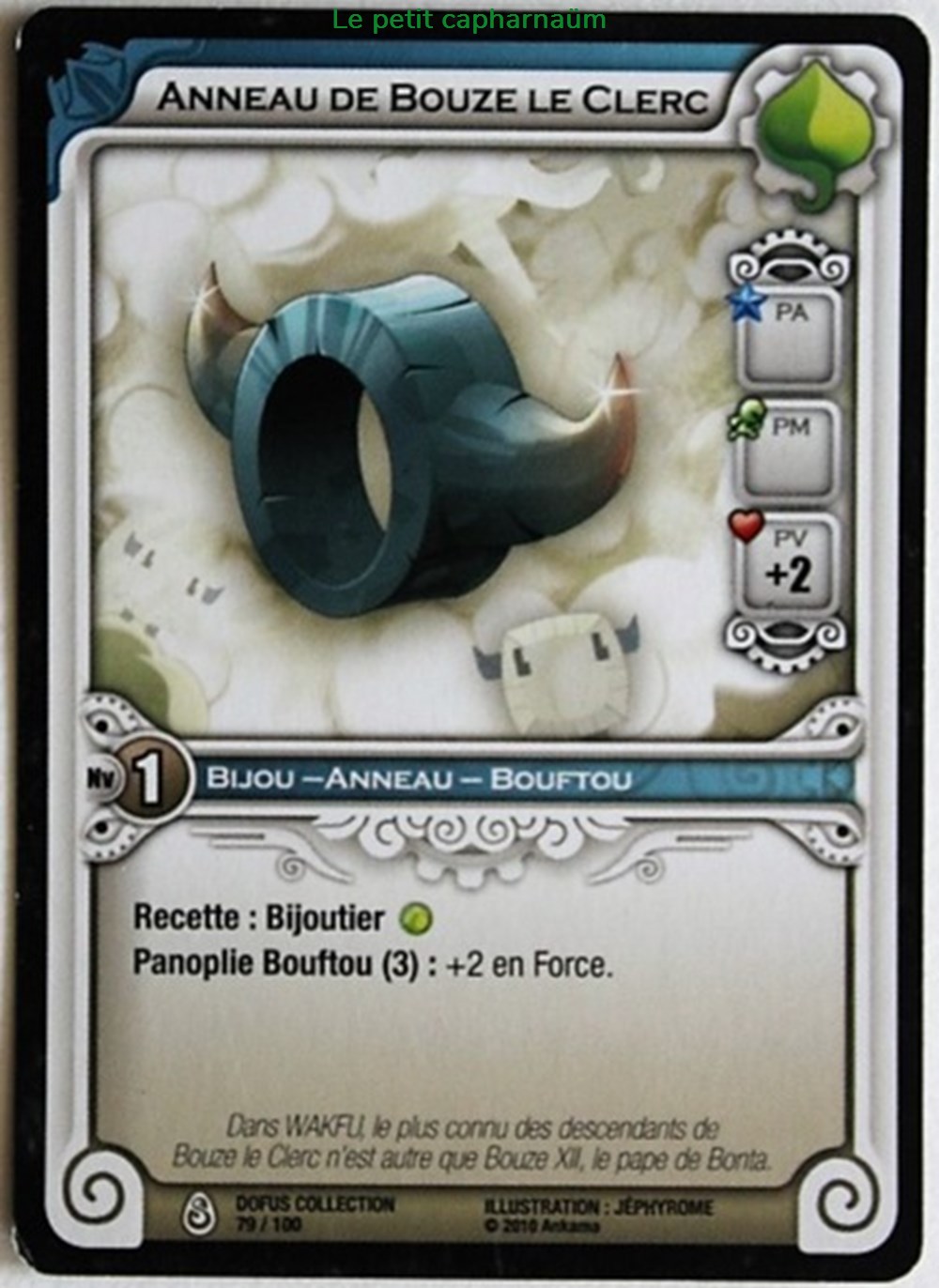 Wakfu TCG - 2011 - Dofus Collection - 079 - Anneau de bouze le clerc - commune jeux societe jouets jeu carte collectionner wakfu tcg 2011 dofus collection 079 anneau de bouze le clerc commune