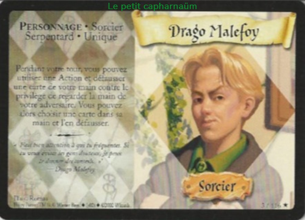 TCG Harry Potter - Set de base - 003 B - Drago Malefoy - Rare jeux societe jouets jeu carte collectionner tcg harry potter set de base 003 b drago malefoy rare