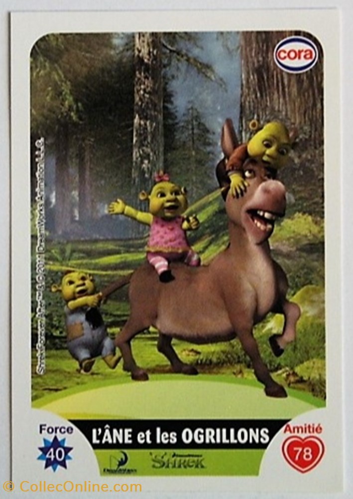 Dreamworks Cora 2011 - C104 - Shrek - L'âne et les ogrillons jeux jouets jeu de carte collectionner dreamworks cora 2011 c104 shrek ane et les ogrillons