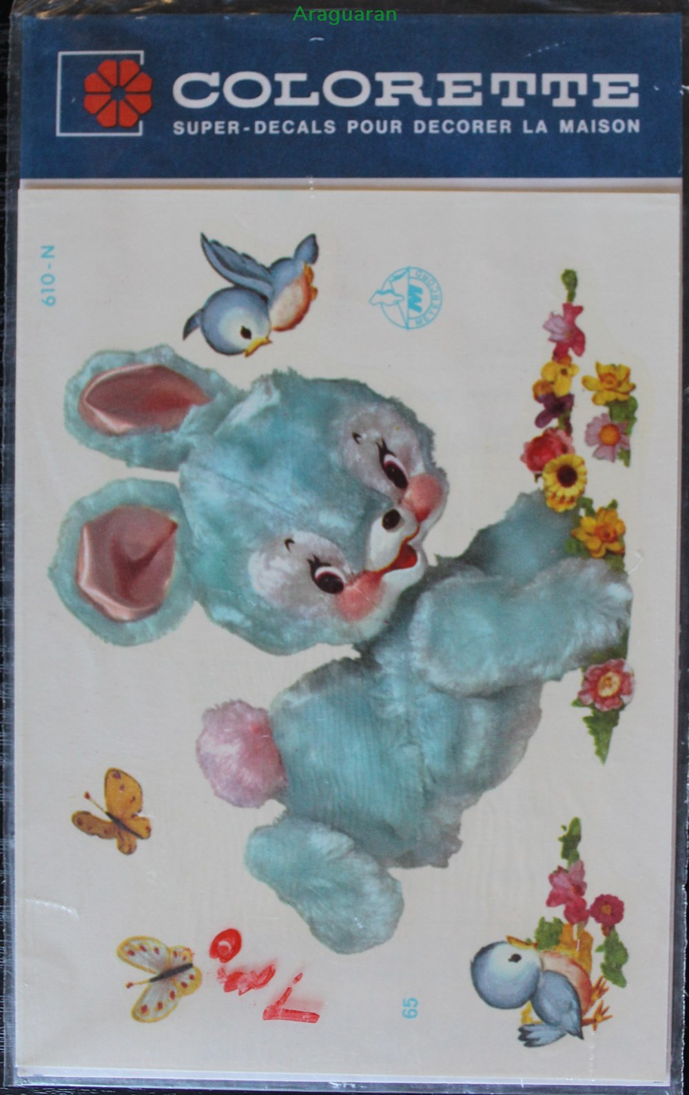 Décalcomanie Colorette Meyercord - Lapin divers decorations magnets autocollants decalcomanies decalcomanie colorette meyercord lapin