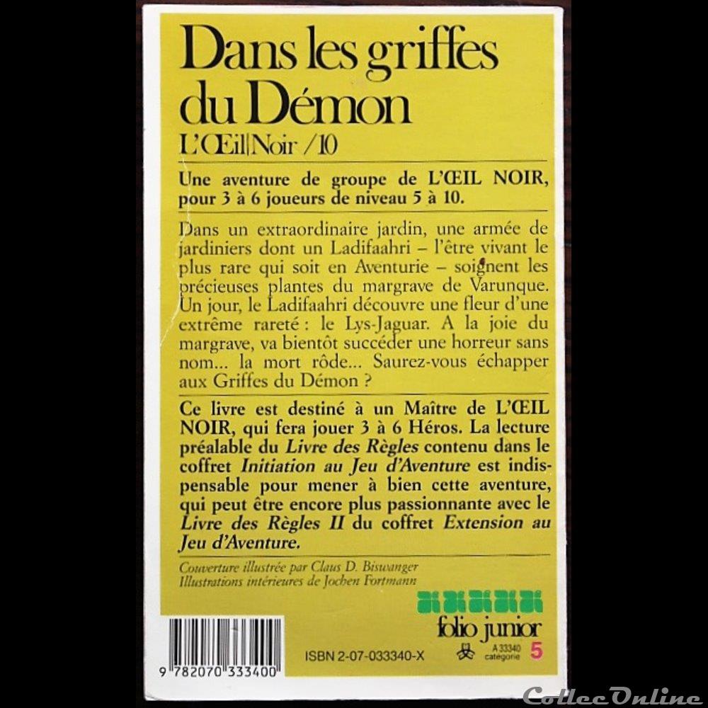 Jeu de rôle - Oeil noir (L') - 10 - Dans les griffes du démon jeux jouets roles jeu de role oeil noir 10 dans les griffes du demon