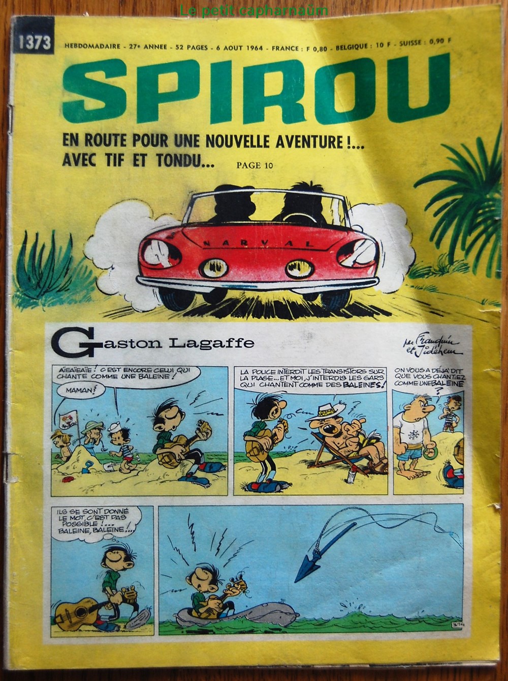 Spirou - 1373 - Couverture : Gaston Lagaffe livres bd revues spirou 1373 couverture gaston lagaffe