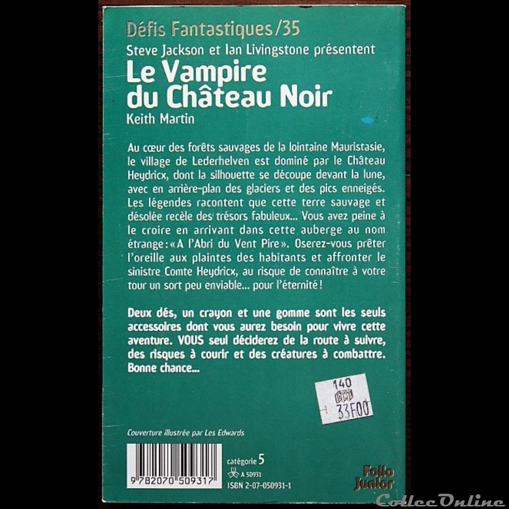 jeux societe jouets livre dont vous etes heros ldvelh defis fantastiques 35 le vampire du chateau noir