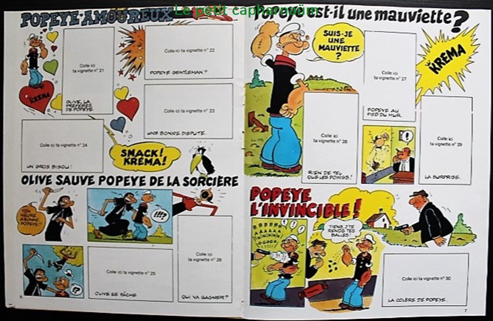 Album Publicitaire Collecteur de vignettes autocollantes Popeye - Bonbons Kréma 1981 4 livres bd revues album publicitaire collecteur de vignettes autocollantes popeye bonbons krema 1981