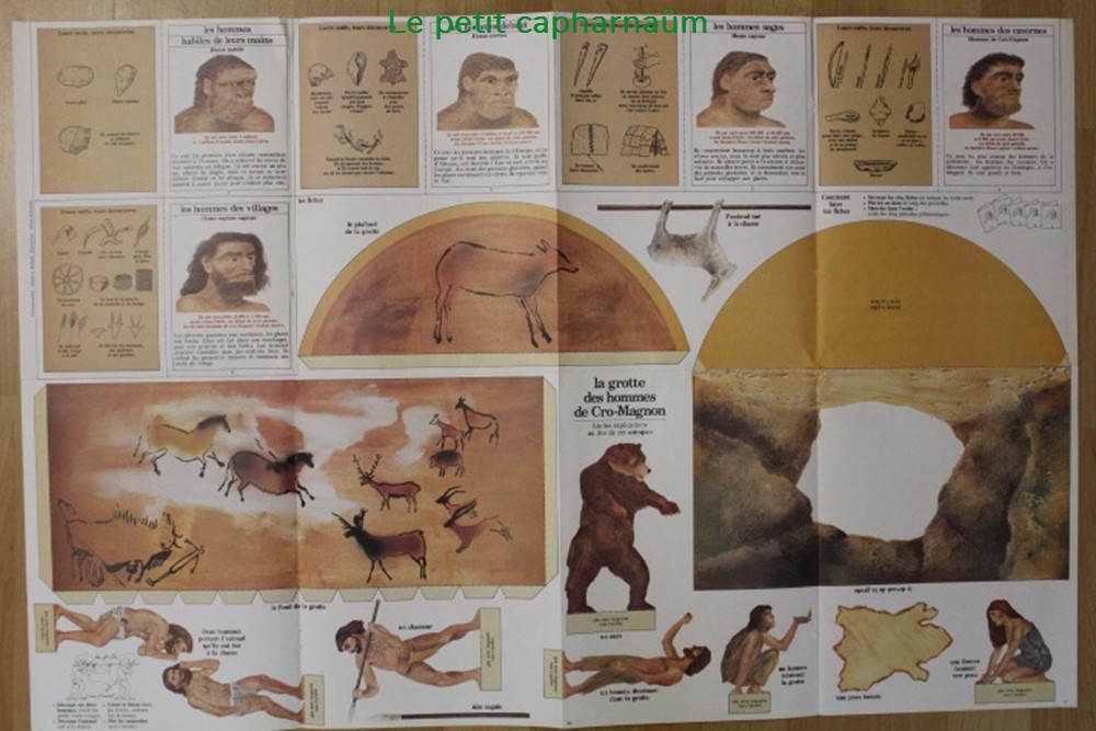 Diorama - La grotte préhistorique des hommes de Cro-Magnon documents anciens chromos images diorama la grotte prehistorique des hommes de cro magnon