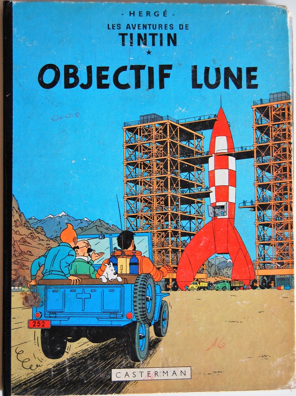 Tintin - 16 - Objectif lune - Rééd. 1964 - B35 3 livres bd revues bandes dessinees tintin 16 objectif lune reed 1964 b35