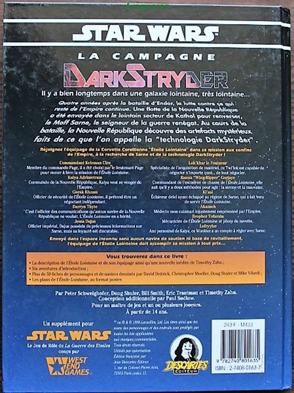 jeux societe jouets roles jeu de role star wars d6 la campagne dark stryder