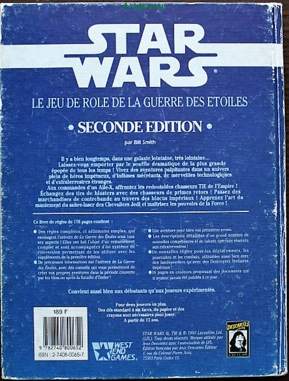 jeux societe jouets roles jeu de role star wars d6 le jeu de role de la guerre des etoiles seconde edition