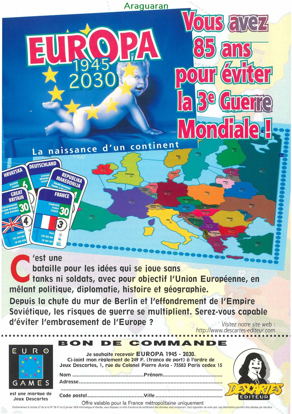 jeux jouets plateau publicite jeu de societe mediterranee europa 1945 2030 1999