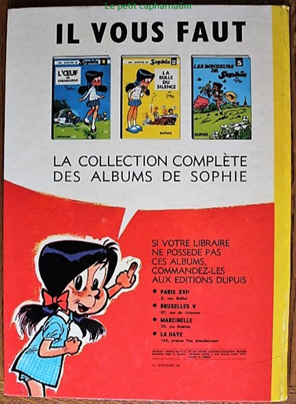 Sophie - 04 - Qui fait peur à Zoé ? - EO 1970 2 livres bd revues bandes dessinees sophie 04 qui fait peur a zoe eo 1970