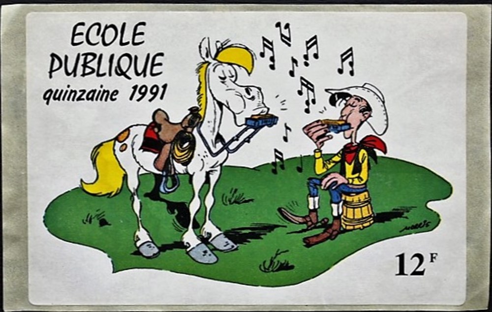 Lucky Luke - Autocollant Ecole publique 1991 - 12F divers decorations magnets autocollants lucky luke autocollant ecole publique 1991 12f